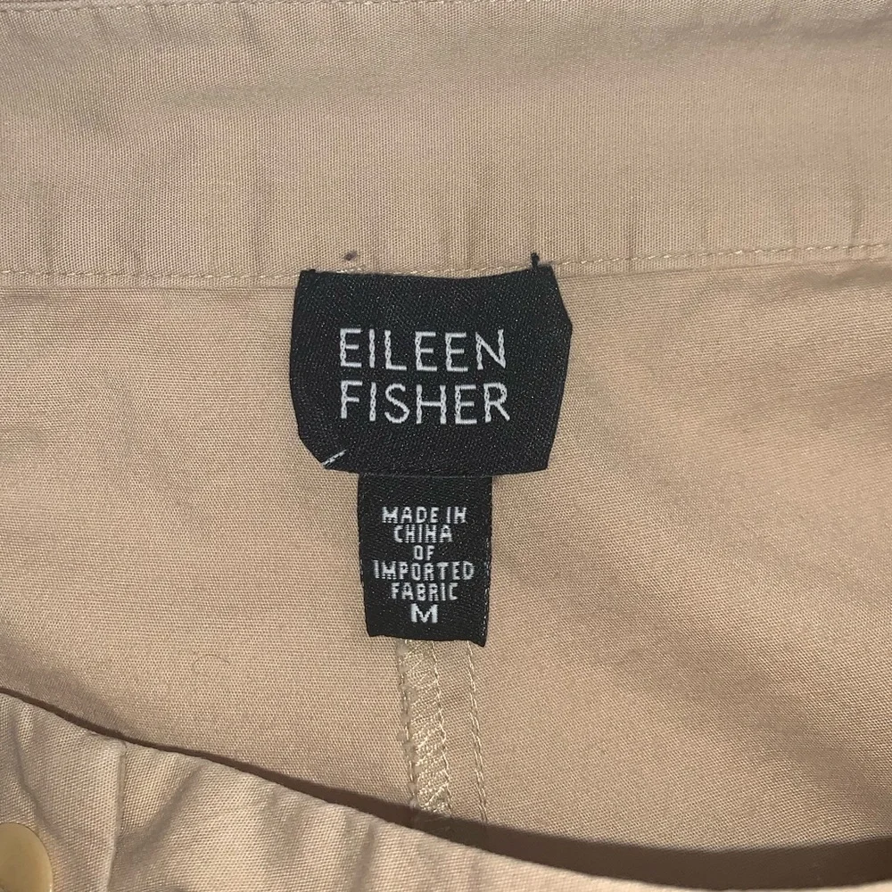 Eileen Fisher Lightweight Poplin Crop Pant Size M Neutral Beige Split Hem - Picture 2 of 8